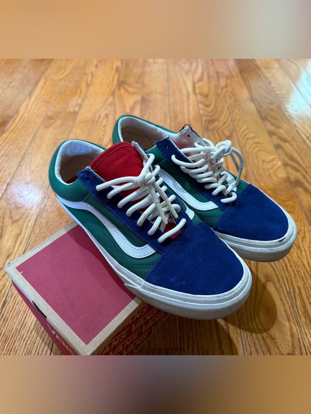 Vans Old Skool Yacht Club Blue Green White Walking Shoe Sneaker Sz Men 7.5 Wmn 9